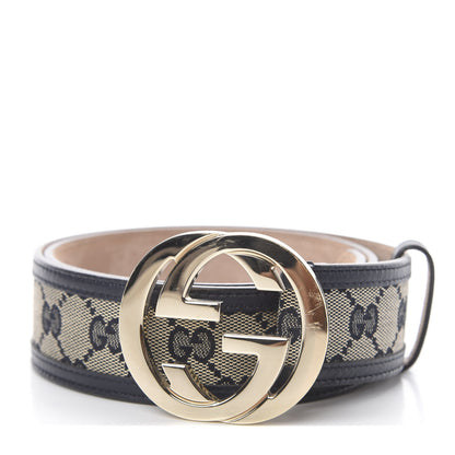Gucci Monogram Interlocking G Belt 80 32 Navy 1 of 10
