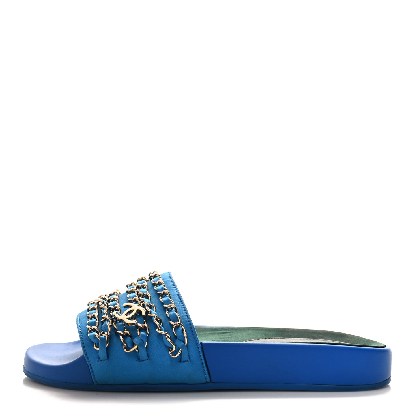 Canvas Chain Flat Sandals 36 Bright Blue