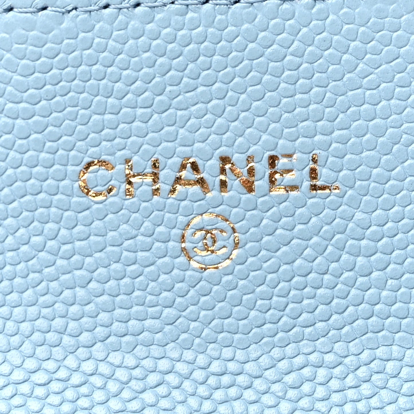 Caviar Quilted Flap Card Holder Wallet Light Blue