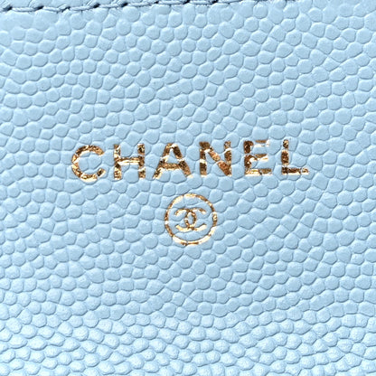 Chanel Caviar Quilted Flap Card Holder Wallet Light Blue 6 of 18