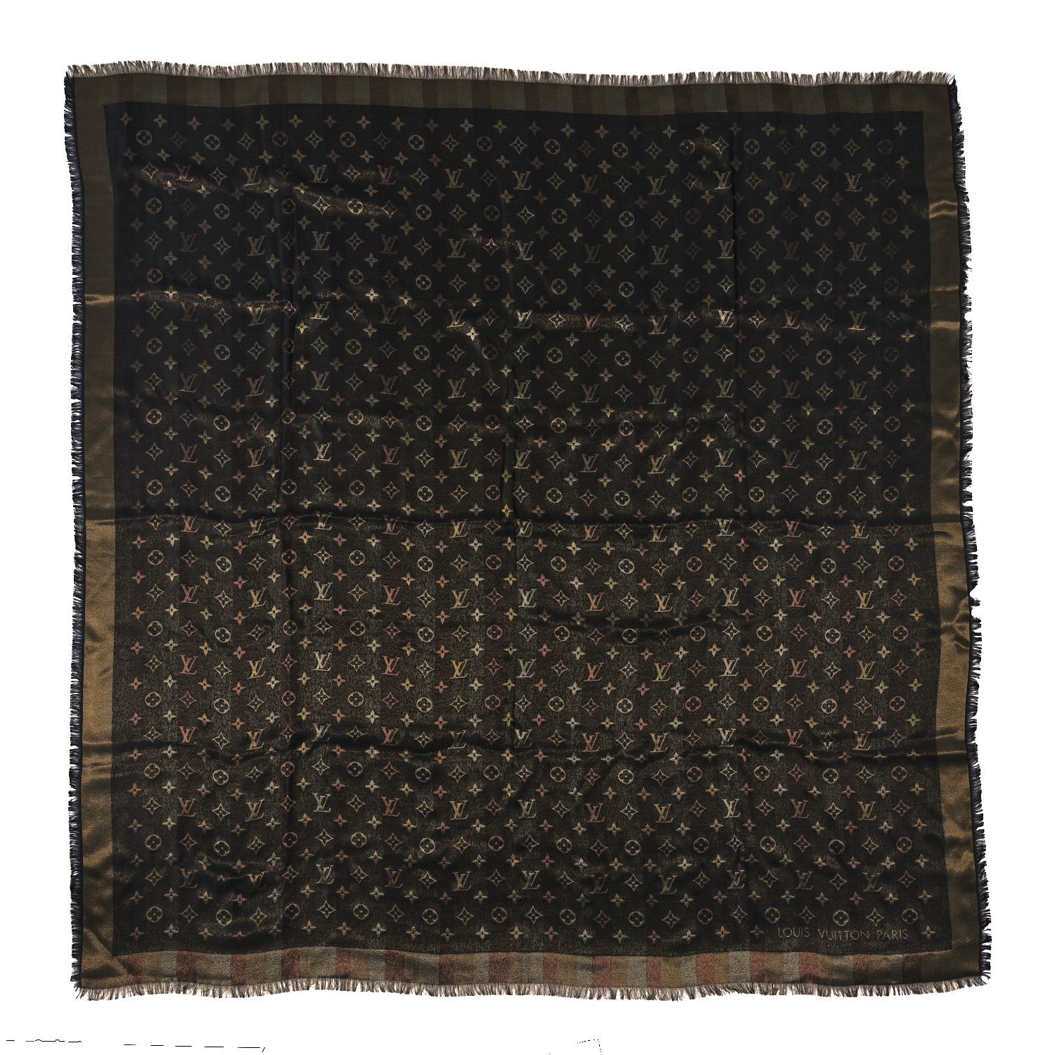 Louis Vuitton Silk Lurex Wool So Shine Monogram Shawl Black 1 of 3