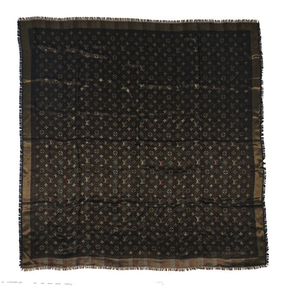Louis Vuitton Silk Lurex Wool So Shine Monogram Shawl Black 1 of 3