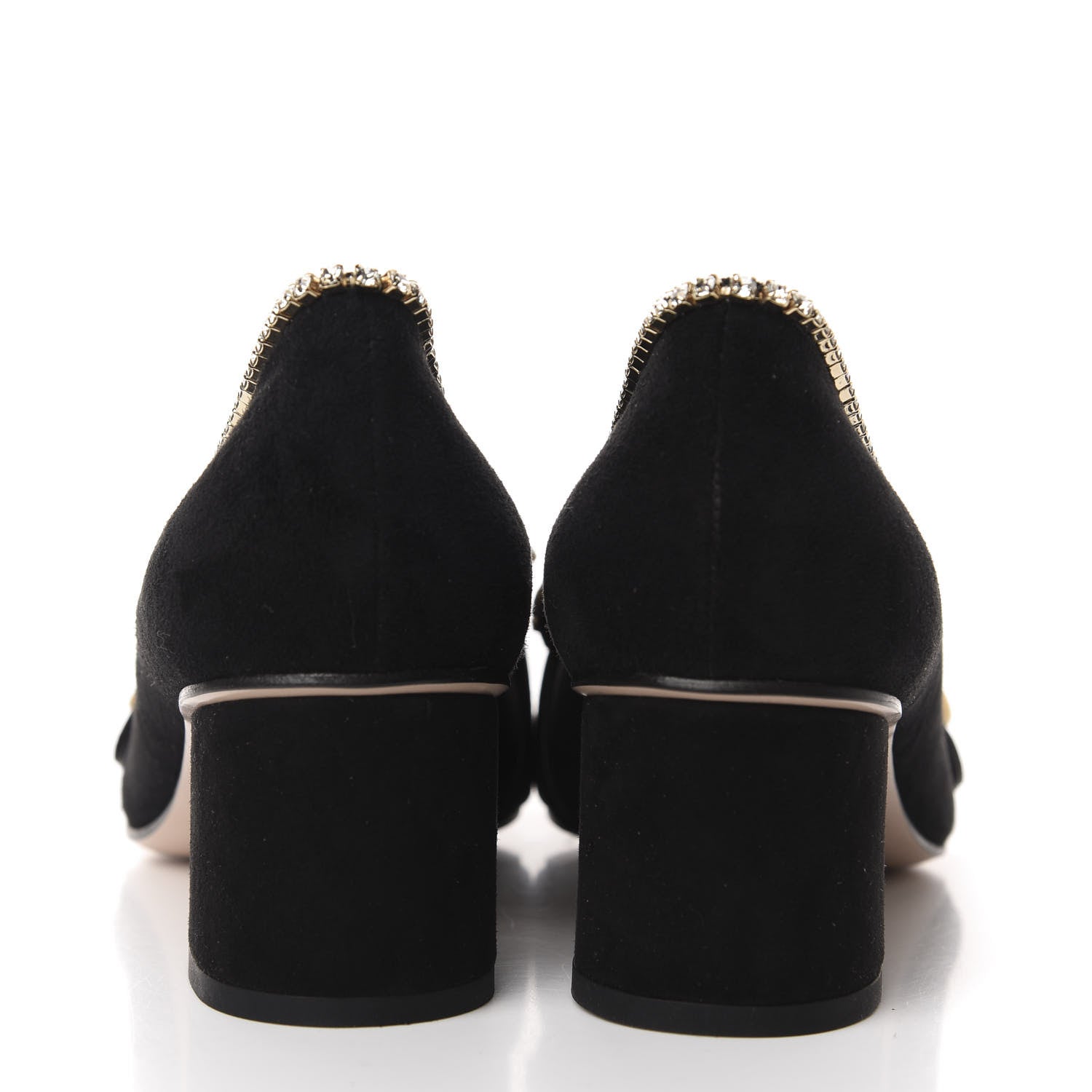 Gucci Kid Scamosciato Crystal GG Marmont Fringe 50mm Loafer Pumps 38 Black 6 of 9