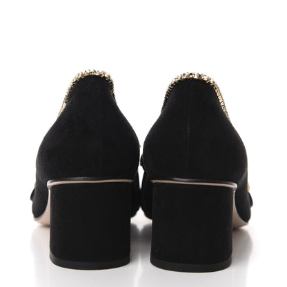 Gucci Kid Scamosciato Crystal GG Marmont Fringe 50mm Loafer Pumps 38 Black 6 of 9