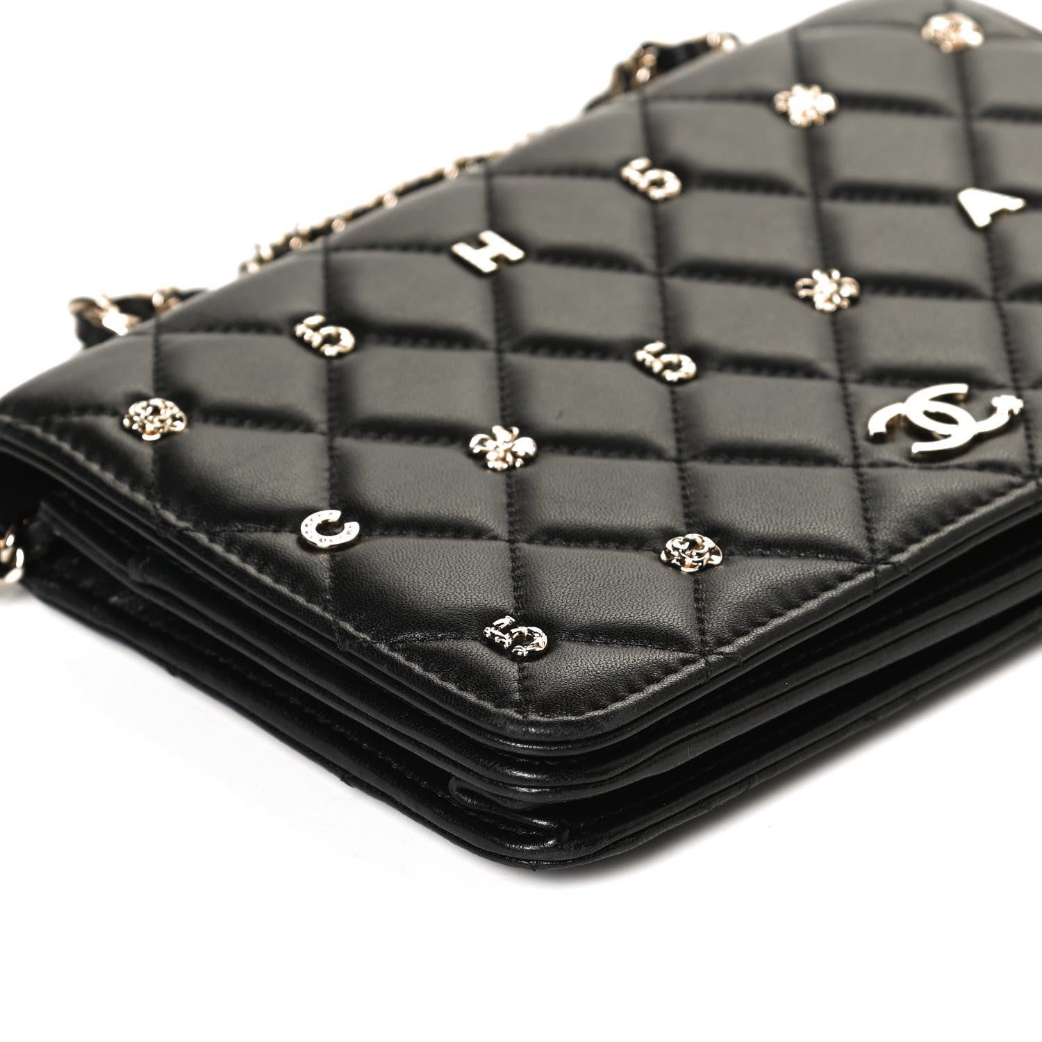 Chanel Lambskin Quilted All About Chanel Wallet On Chain WOC Black 12 of 15