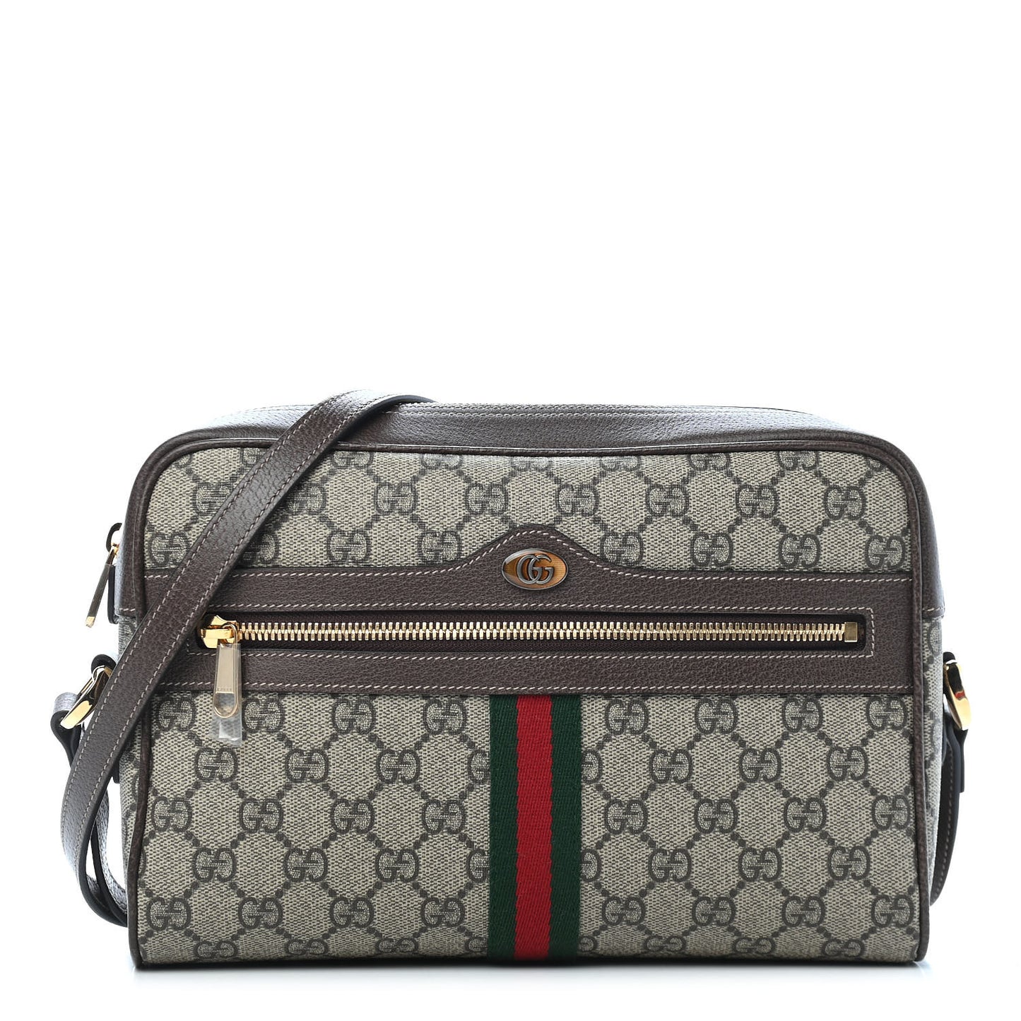GG Supreme Monogram Web Small Ophidia Shoulder Bag Brown
