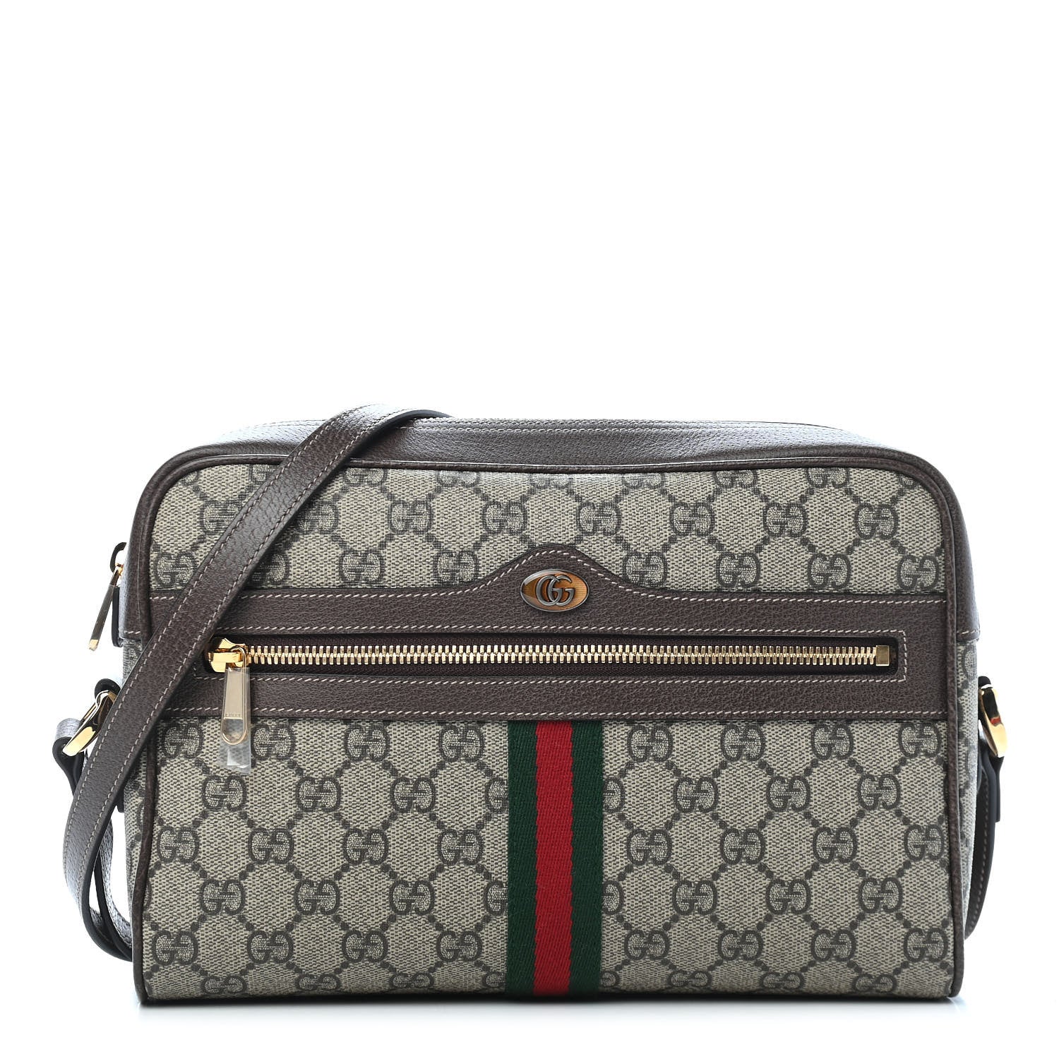 Gucci GG Supreme Monogram Web Small Ophidia Shoulder Bag Brown 1 of 9