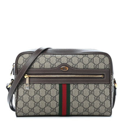 Gucci GG Supreme Monogram Web Small Ophidia Shoulder Bag Brown 1 of 9