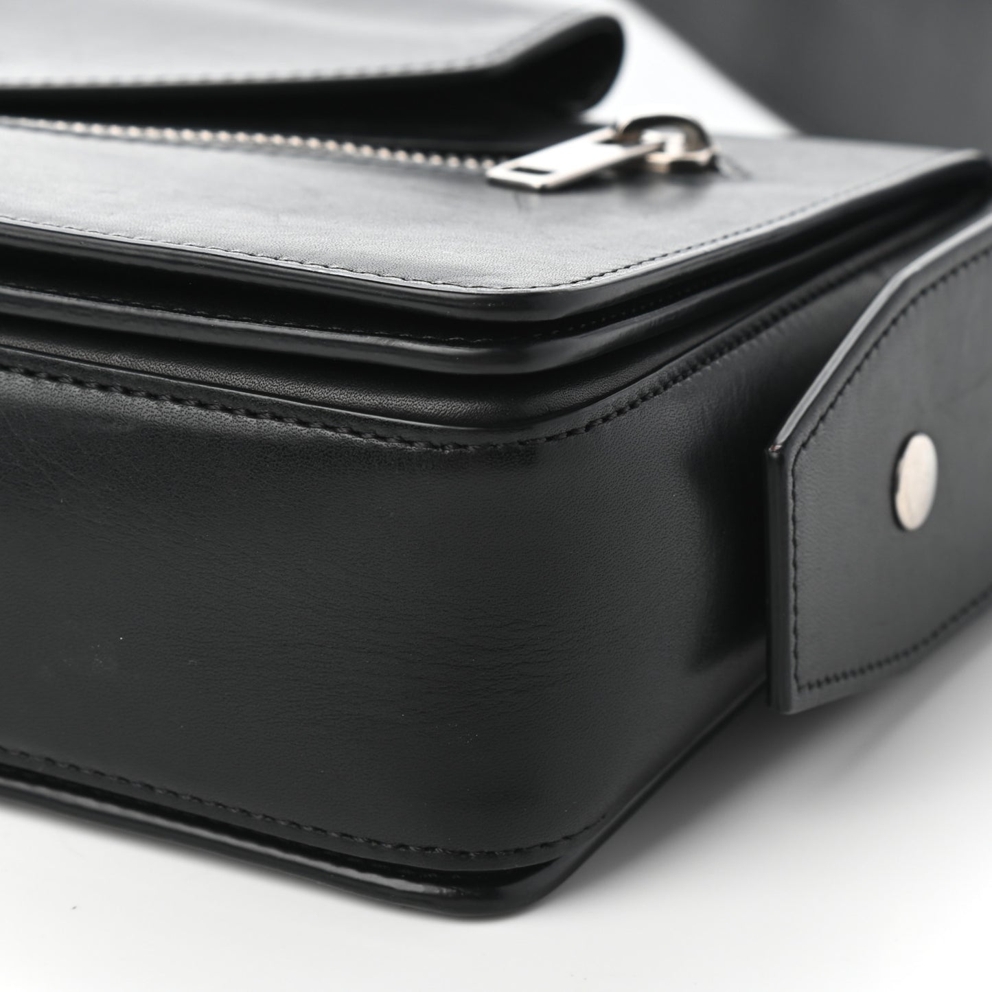 Natural Calfskin Medium Biker Case Shoulder Bag Black Sunflower