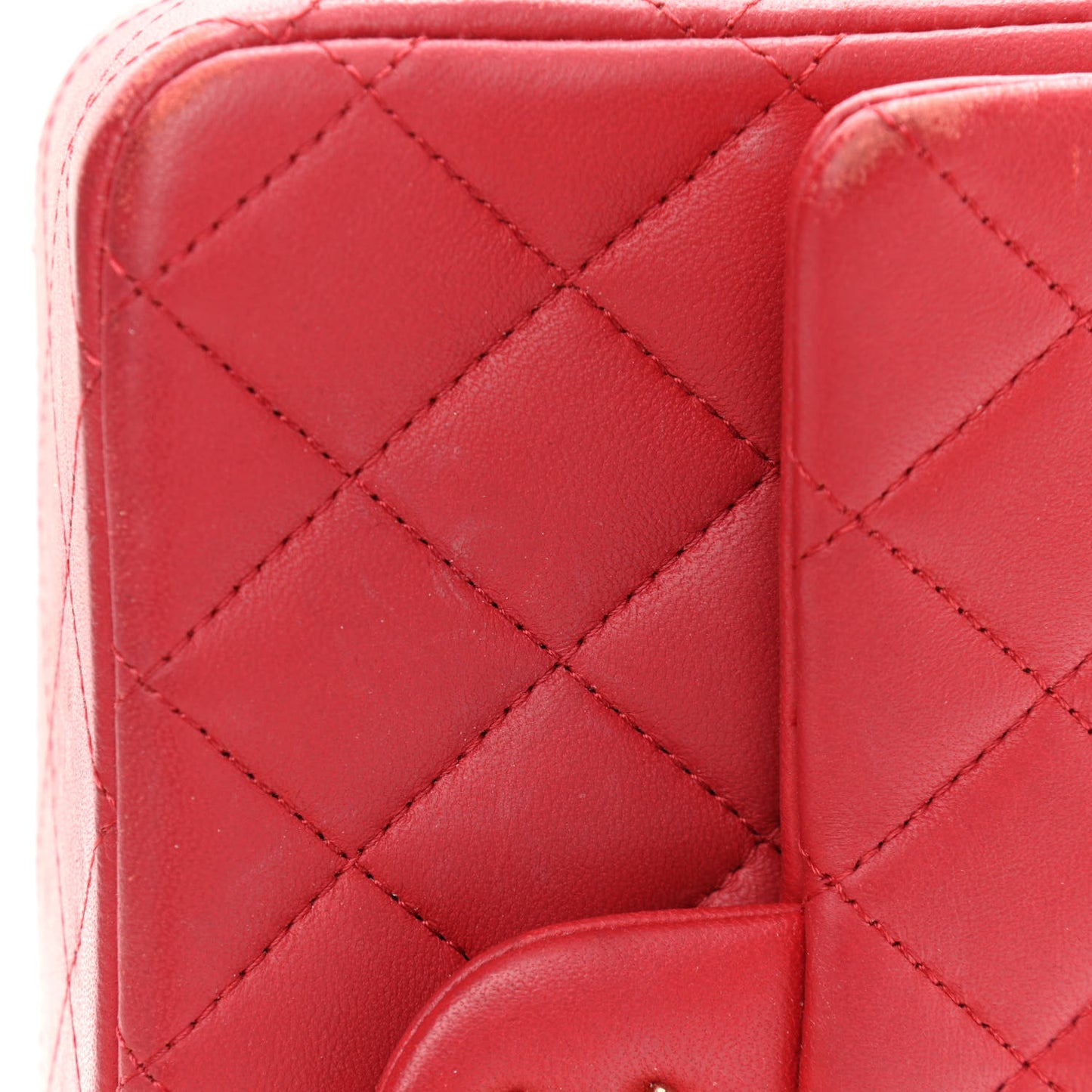Lambskin Quilted Mini Top Handle Rectangular Flap Red