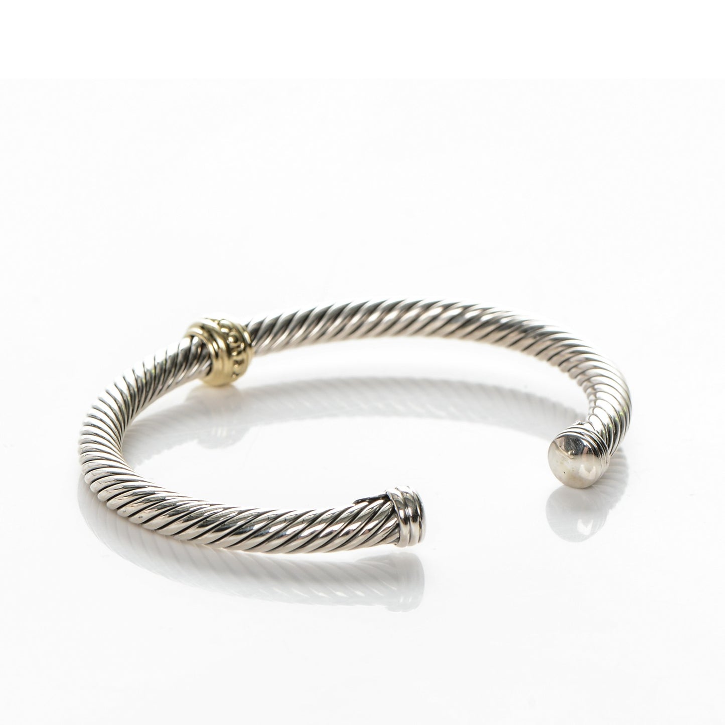 Sterling Silver 14K Yellow Gold 5mm Cable Classics Single Station Bracelet