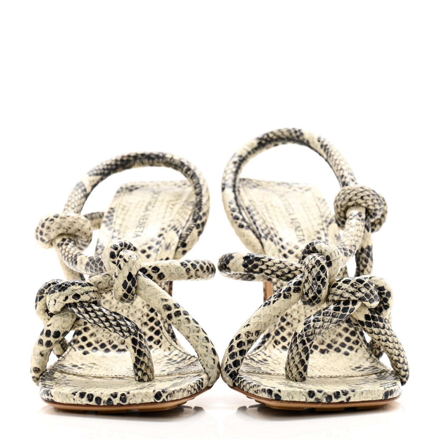 Calfskin Knotted Python Print Jimbo Slingback Sandals 39.5 Multicolor