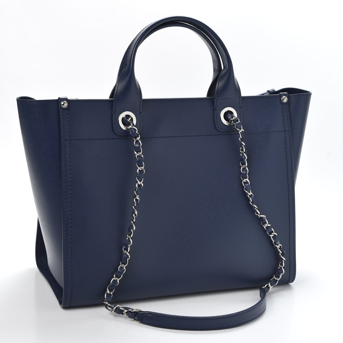Caviar Small Studded Deauville Tote Navy