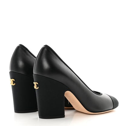 Chanel Lambskin Grosgain Cap Toe Pumps 35.5 Black 4 of 9