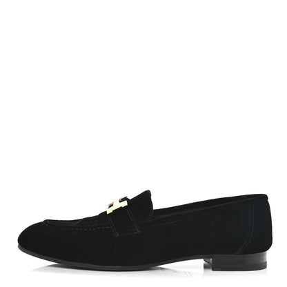 Hermes Velvet Womens Paris Loafers 40 Black 1 of 9