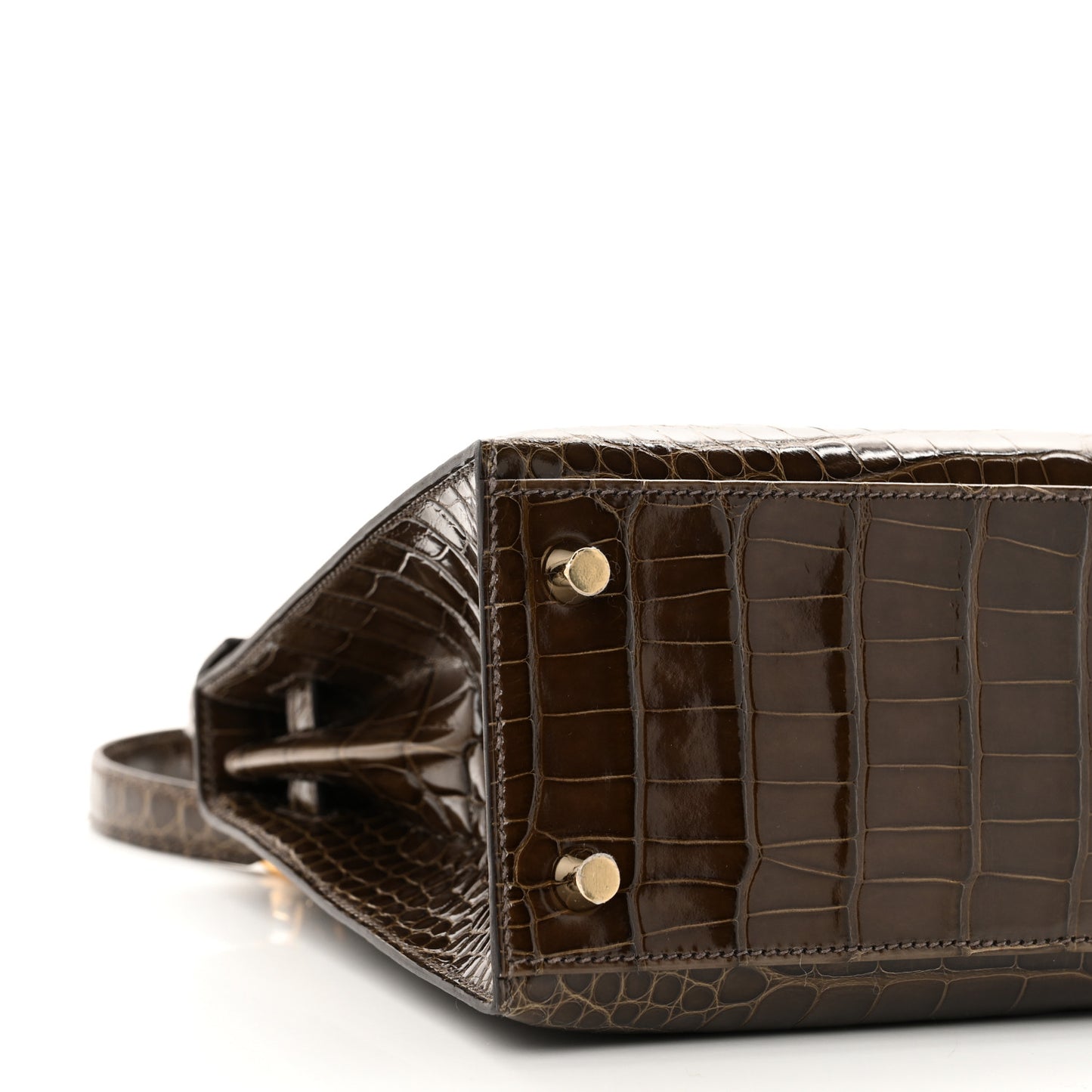 Shiny Alligator Kelly Sellier 25 Gris Elephant