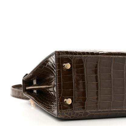 Hermes Shiny Alligator Kelly Sellier 25 Gris Elephant 9 of 11