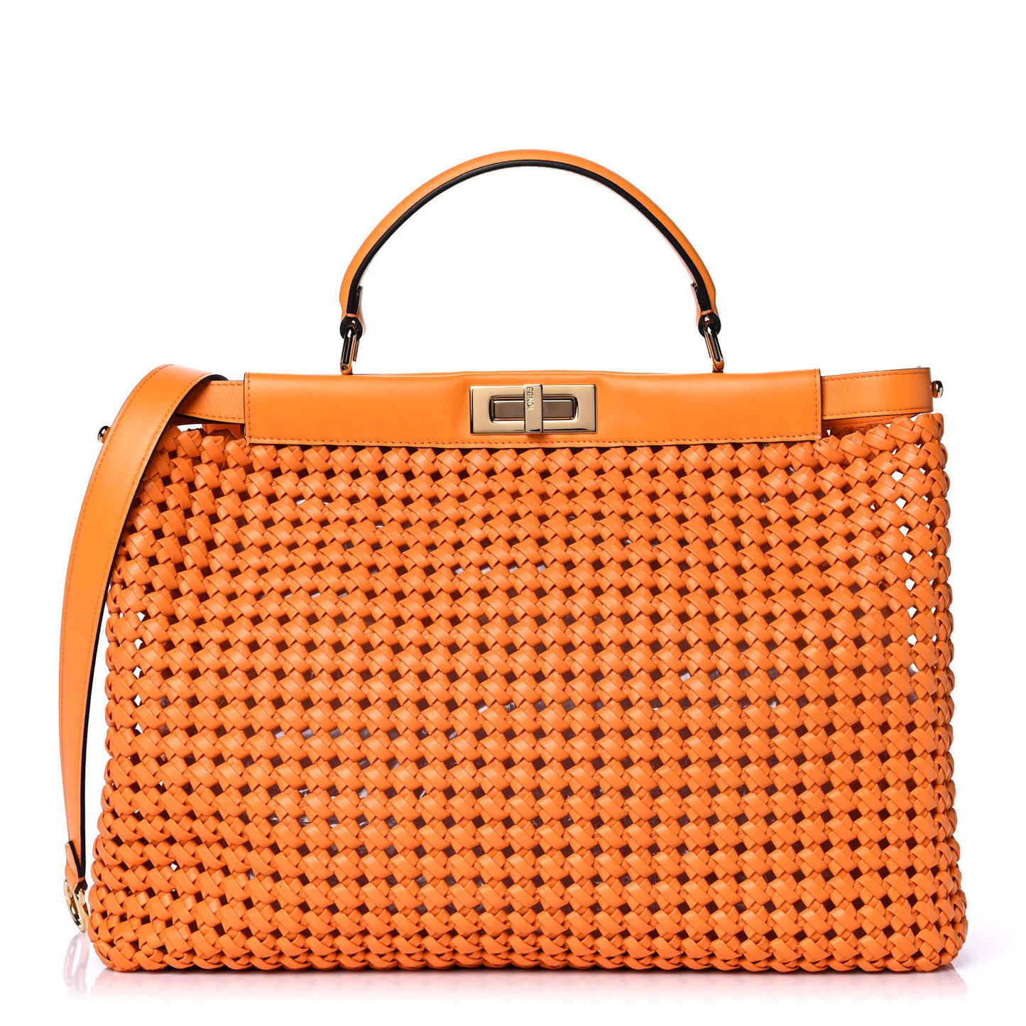 Nappa Woven Large Peekaboo Iconic Satchel Clementine