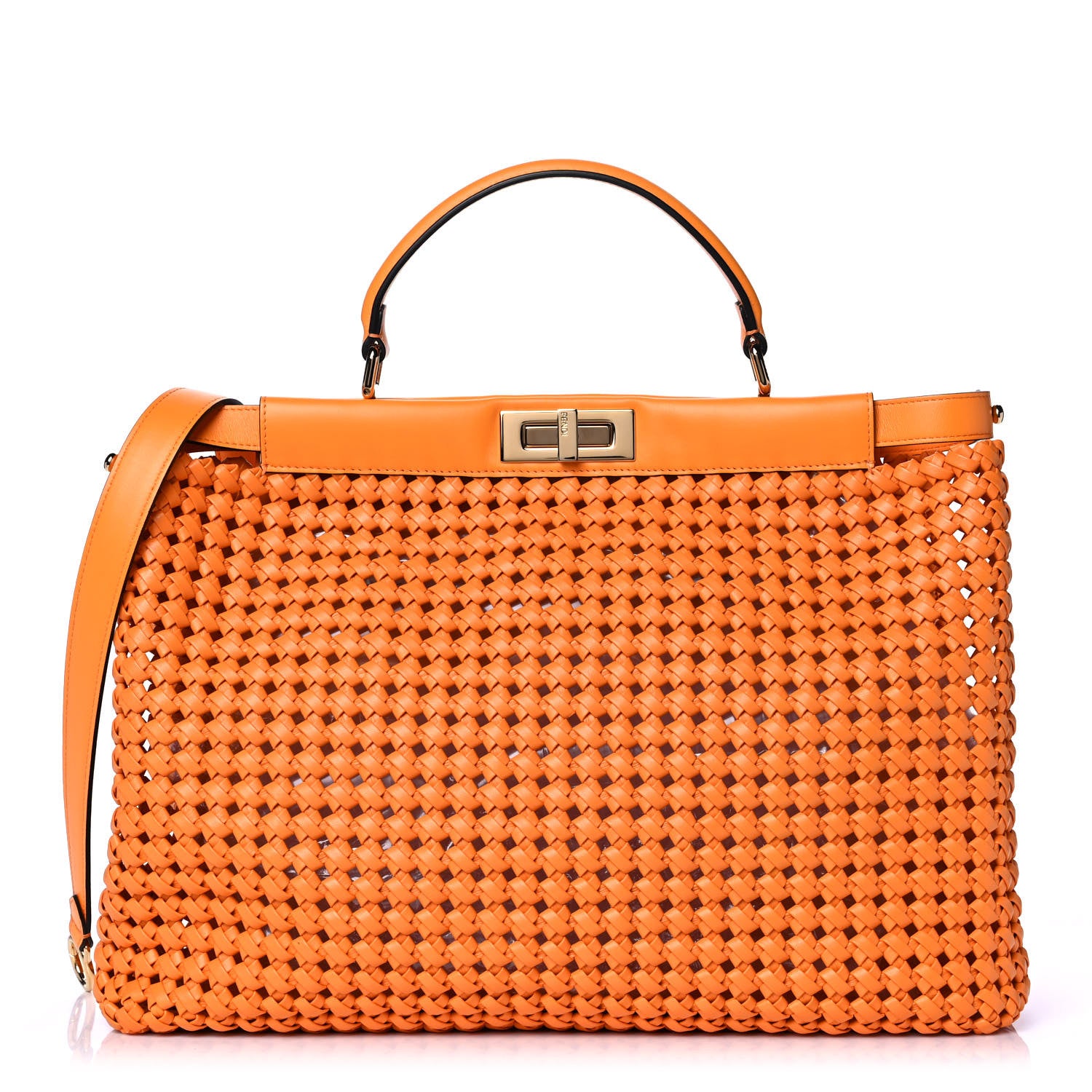 Fendi Nappa Woven Large Peekaboo Iconic Satchel Clementine 1 of 10