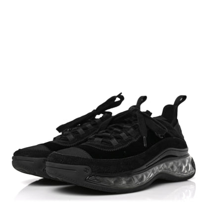 Chanel Suede Calfskin Velvet Grosgrain CC Sneakers 38.5 Black 3 of 8