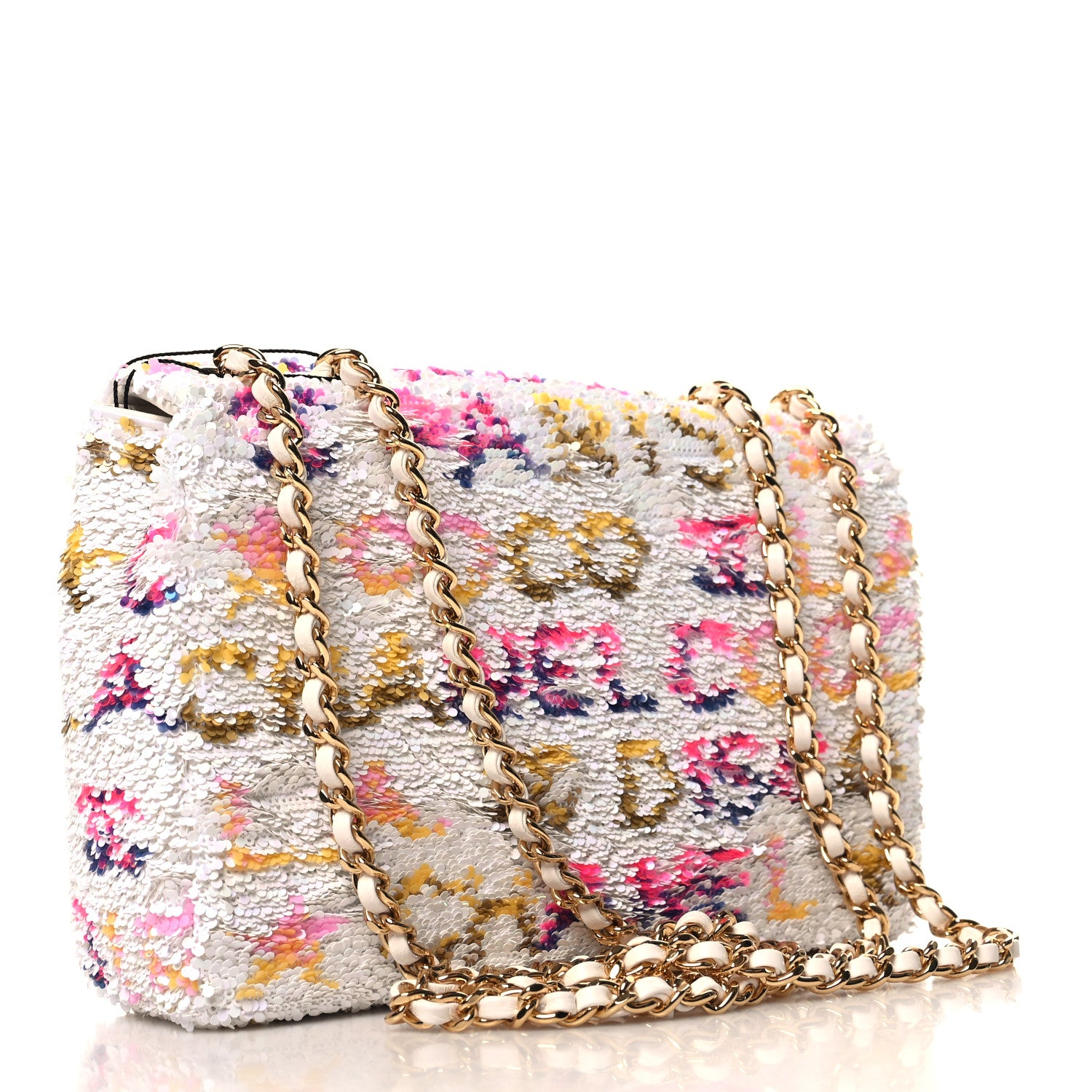 Chanel Sequin Logo CC Small Single Flap White Multicolor 3 of 11