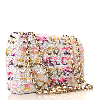 Chanel Sequin Logo CC Small Single Flap White Multicolor 3 of 11
