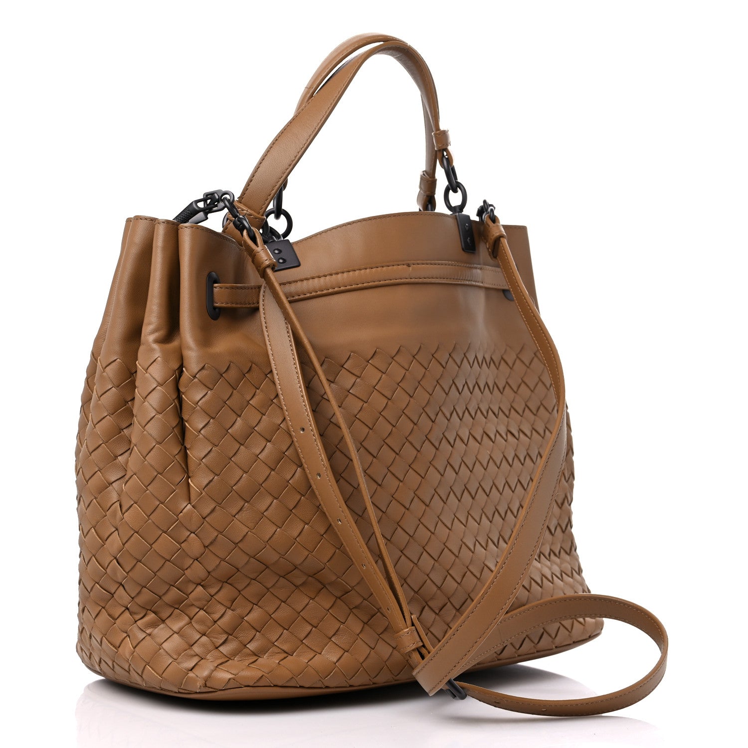 Bottega Veneta Nappa Intrecciato Drawstring Bucket Bag Noce 3 of 12
