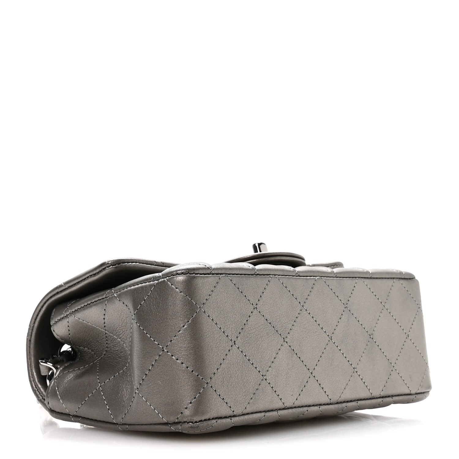 Chanel Metallic Lambskin Quilted Mini Rectangular Flap Silver 3 of 10