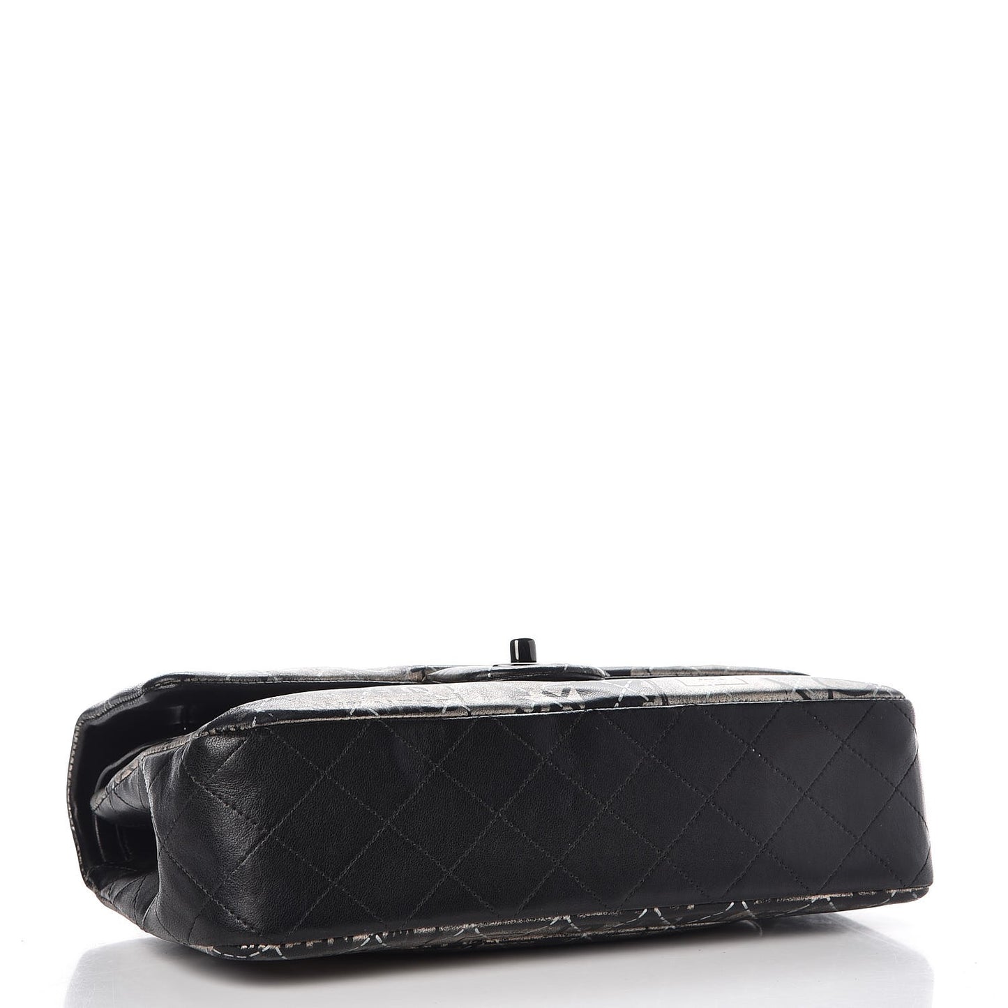 Lambskin Hand Painted Medium Double Flap Black