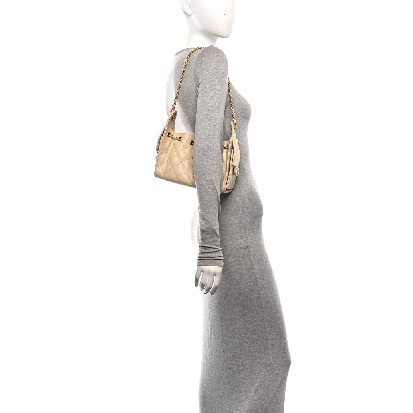 Caviar Quilted Mini Chanel 25 Handbag Beige