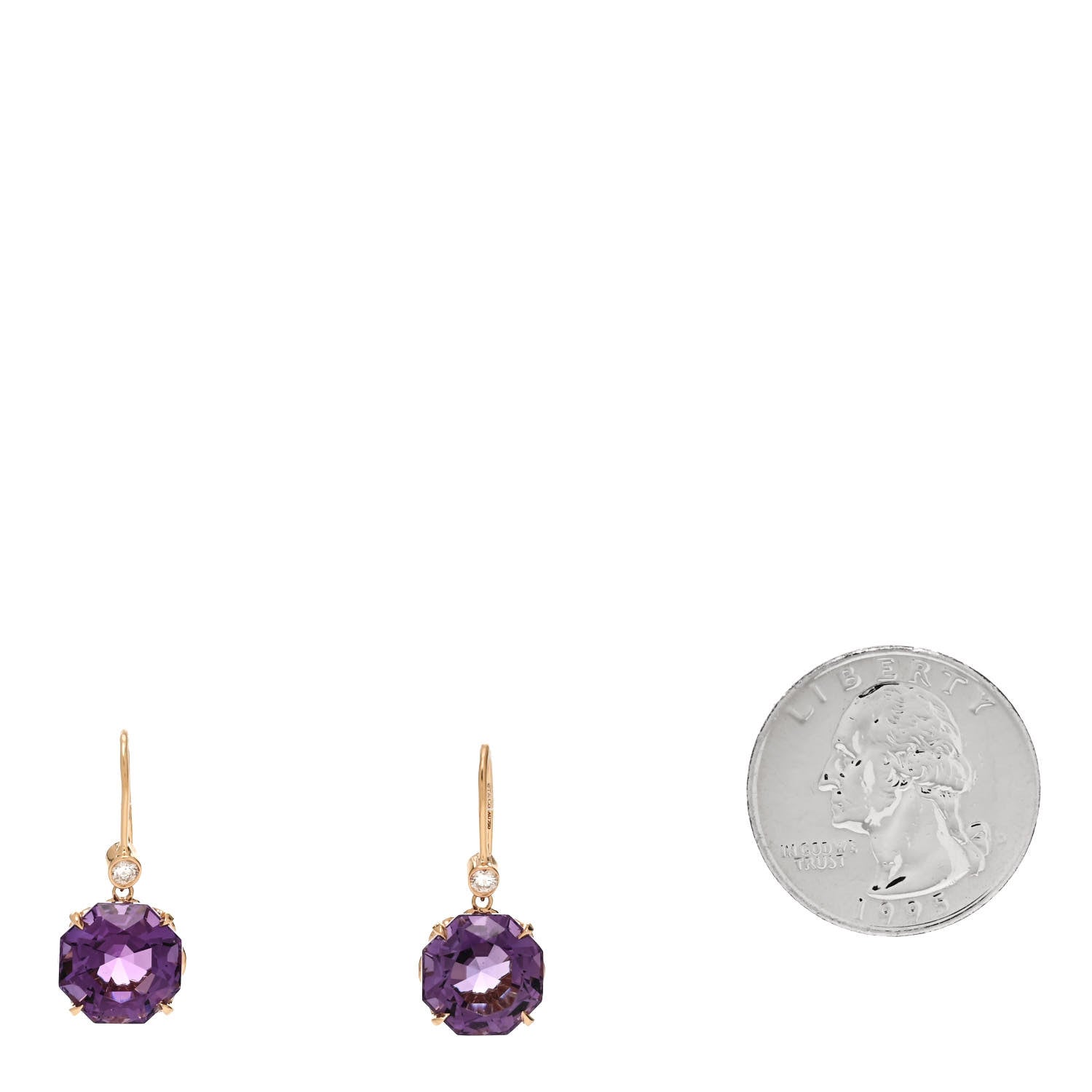 Tiffany 18K Rose Gold Diamond Amethyst Sparklers Drop Earrings 2 of 4