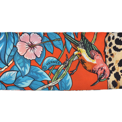 Hermes Silk Jungle Love Love Twilly Orange Bleu Brun 4 of 4