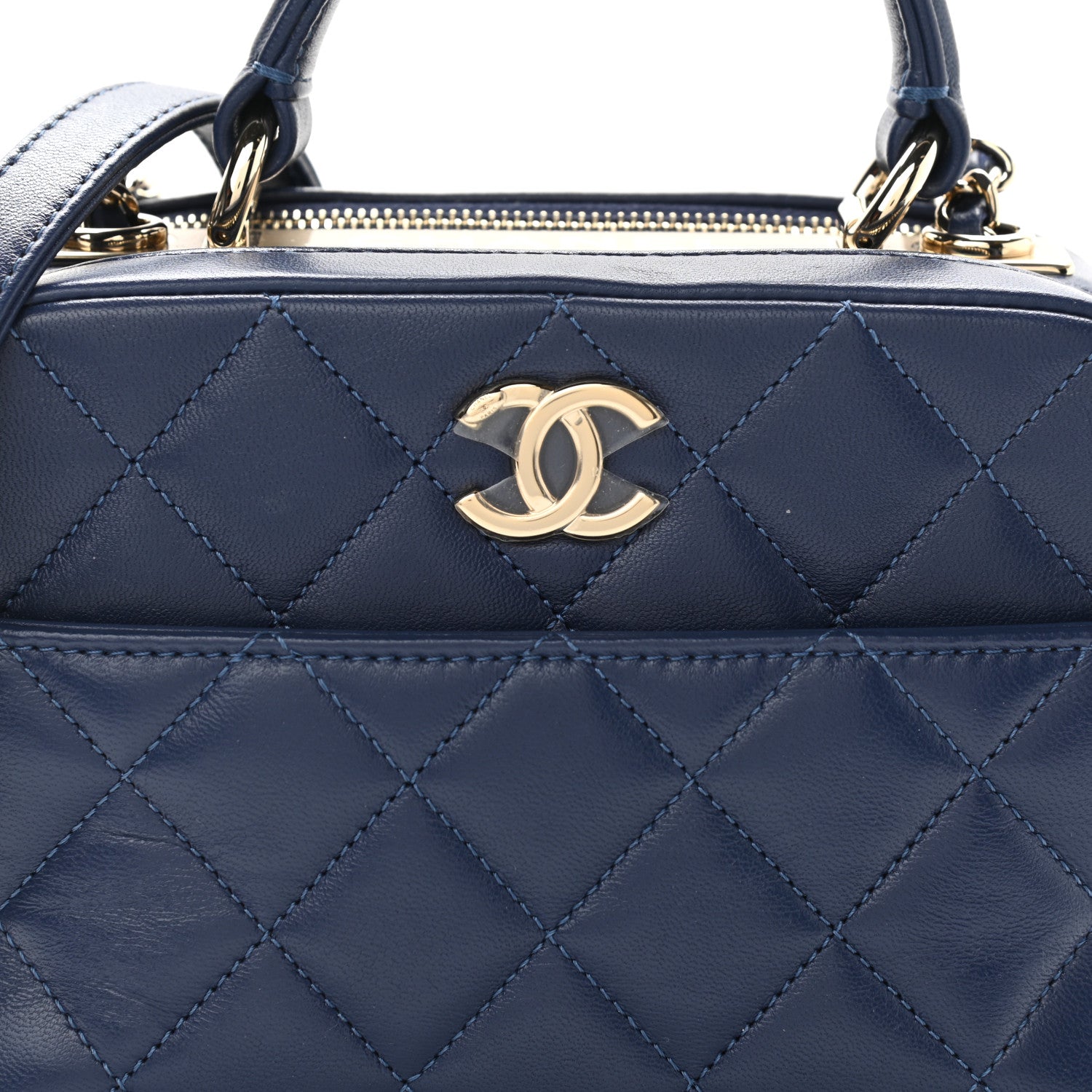 Chanel Lambskin Quilted Small Trendy CC Bowling Bag Navy 9 of 11