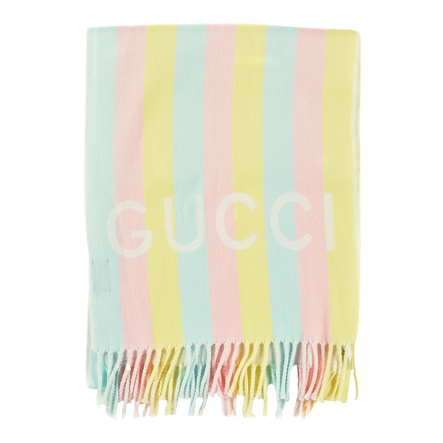 Gucci Wool Cotton Jacquard Magmadera Striped Scarf Pastel Multicolor 2 of 4