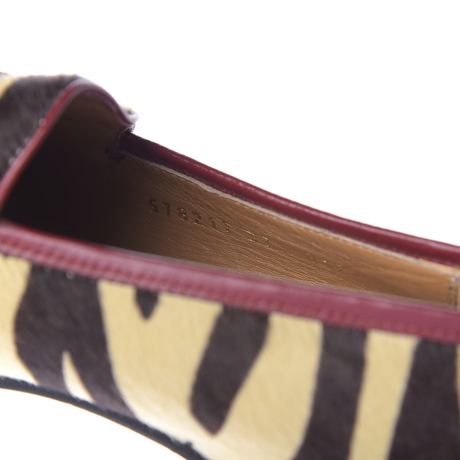 Gucci Calf Hair Tiger Print Womens Jordaan Loafers 37 Natural Black Romantic Cherry 9 of 11