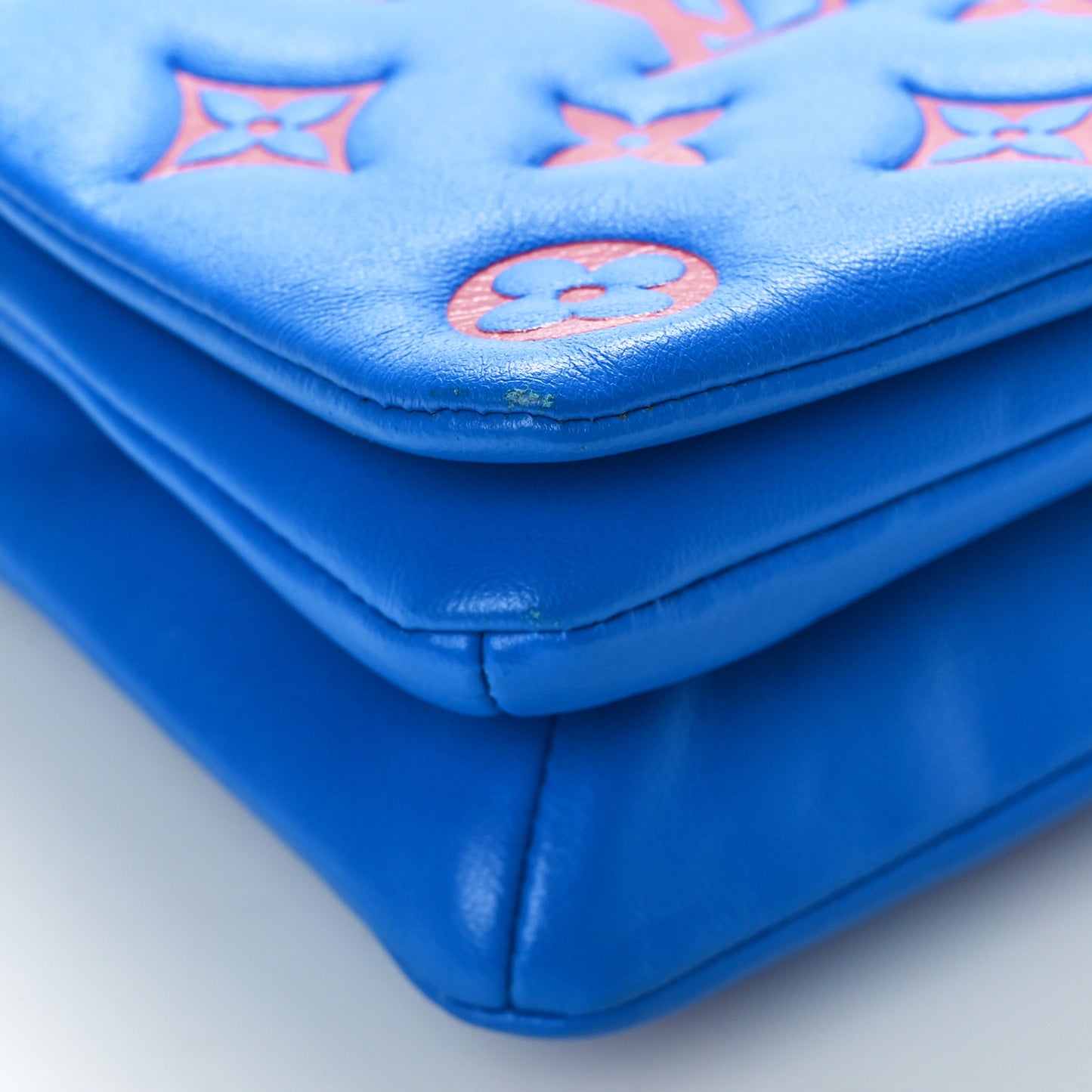 Lambskin Embossed Monogram Vuittamins Pochette Coussin Blue Red