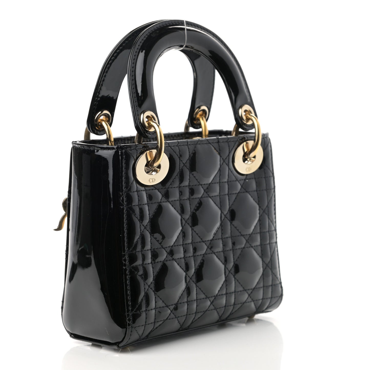 Patent Cannage Mini Lady Dior Black