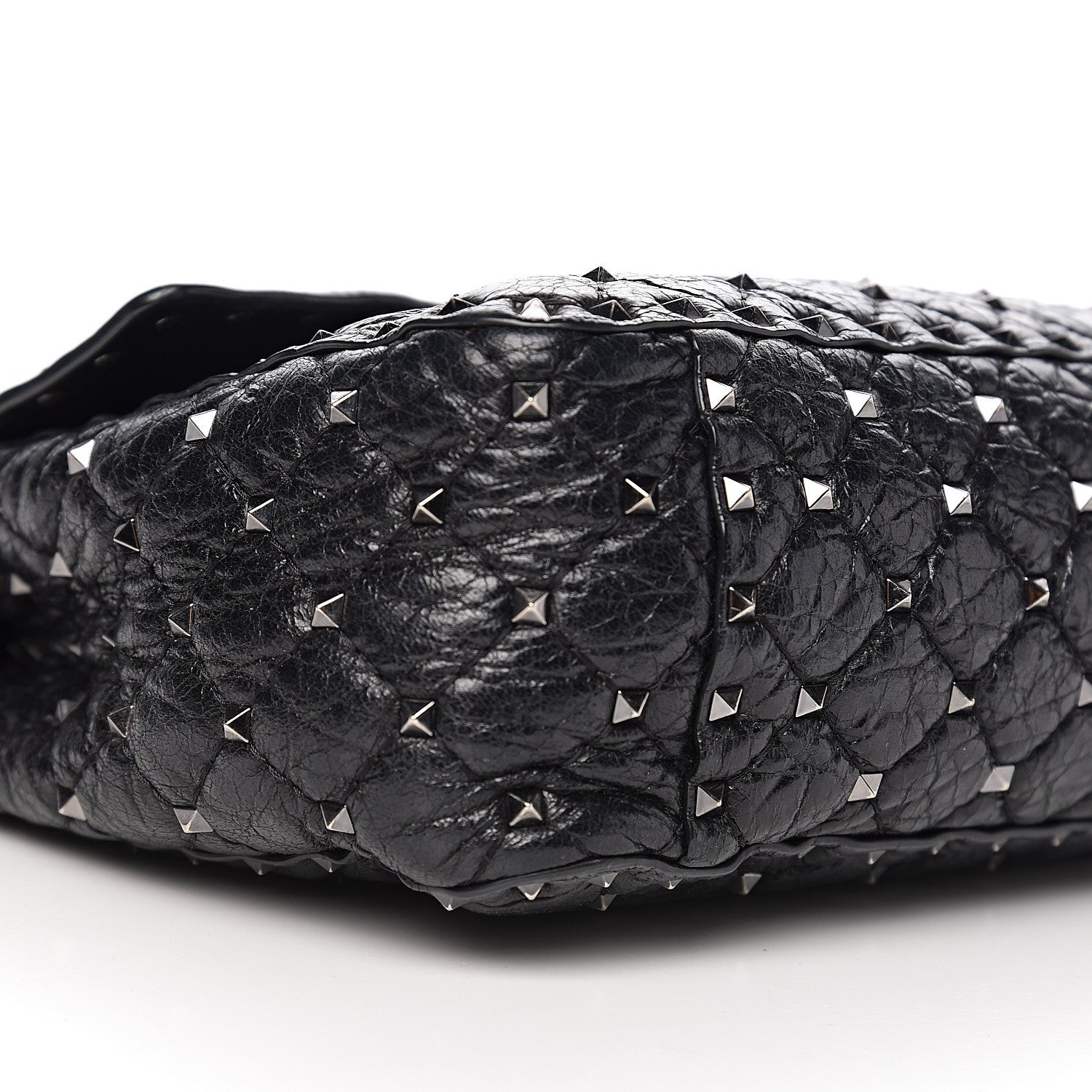 Valentino Garavani Craquele Nappa Large Rockstud Spike Shoulder Bag Black 10 of 12