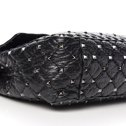 Valentino Garavani Craquele Nappa Large Rockstud Spike Shoulder Bag Black 10 of 12