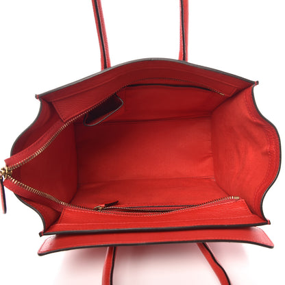 Celine Drummed Calfskin Micro Luggage Coquelicot 5 of 9