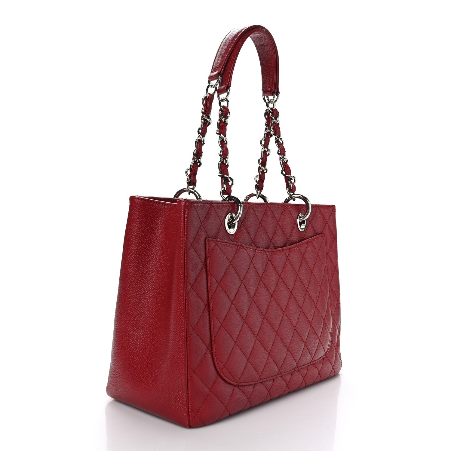 Chanel Caviar Quilted Grand Shopping Tote GST Red 3 of 12