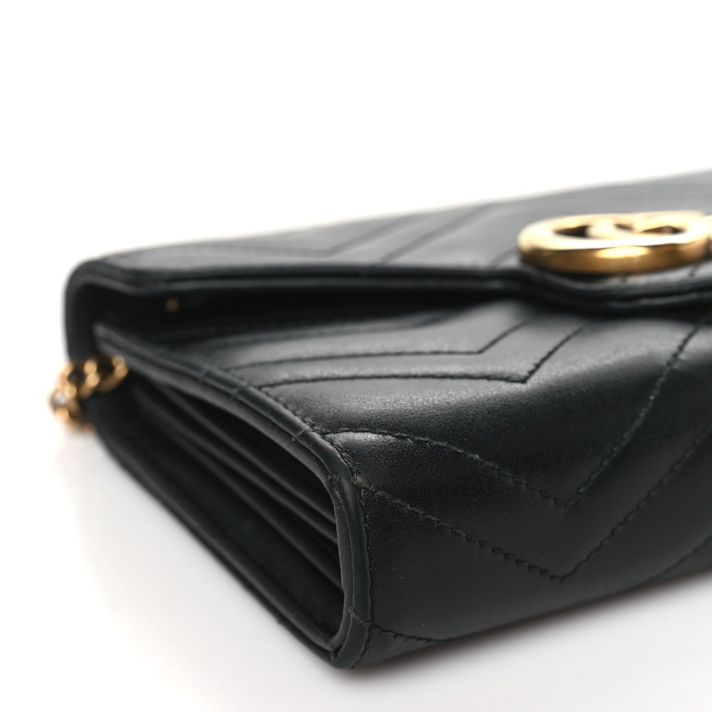Calfskin Matelasse GG Marmont Chain Wallet Black