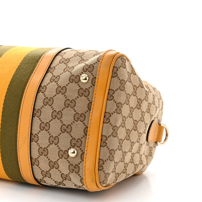 Gucci Monogram Selleria Calfskin Vintage Web Medium Boston Beige Ebony Yellow 10 of 14