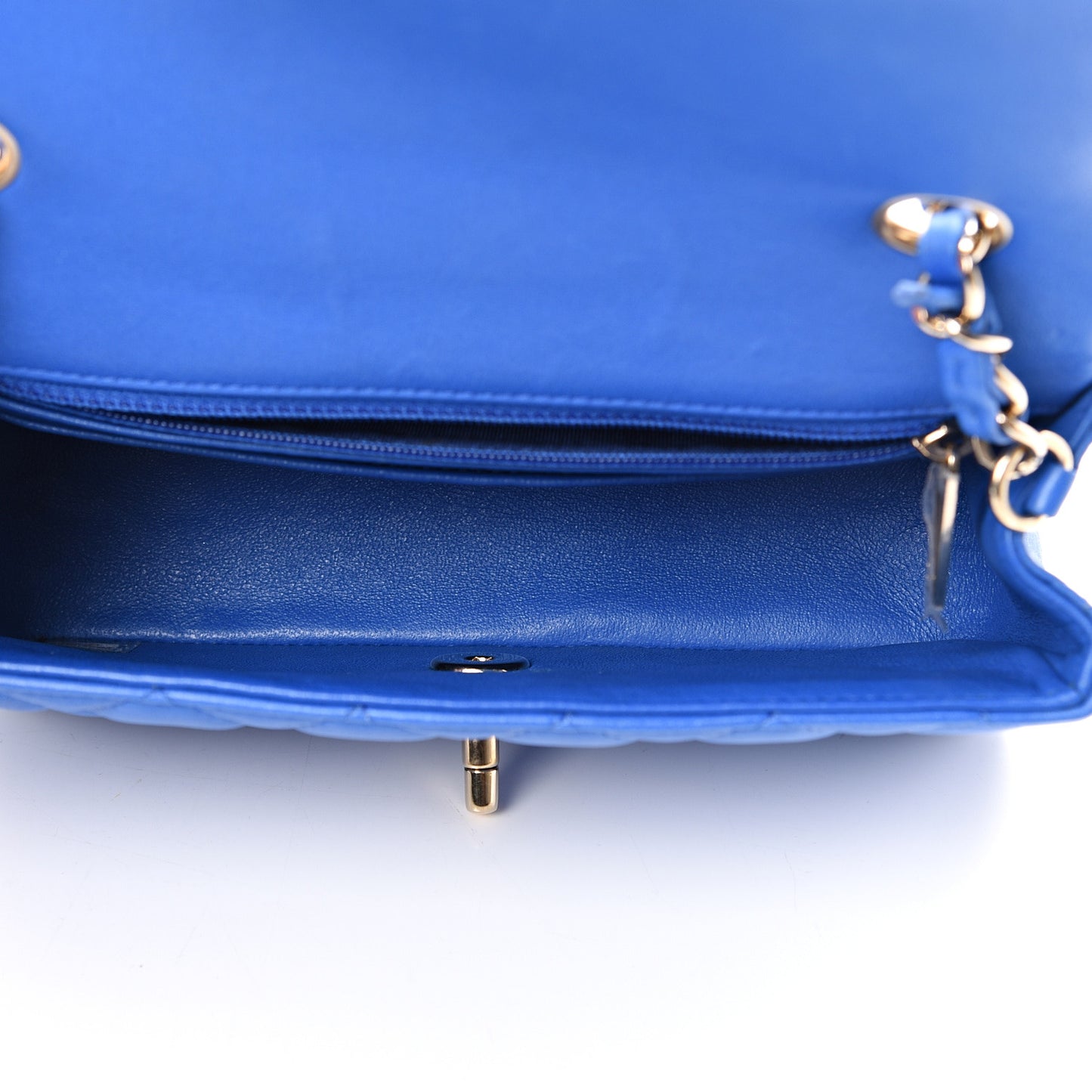 Lambskin Quilted Mini Rectangular Flap Blue