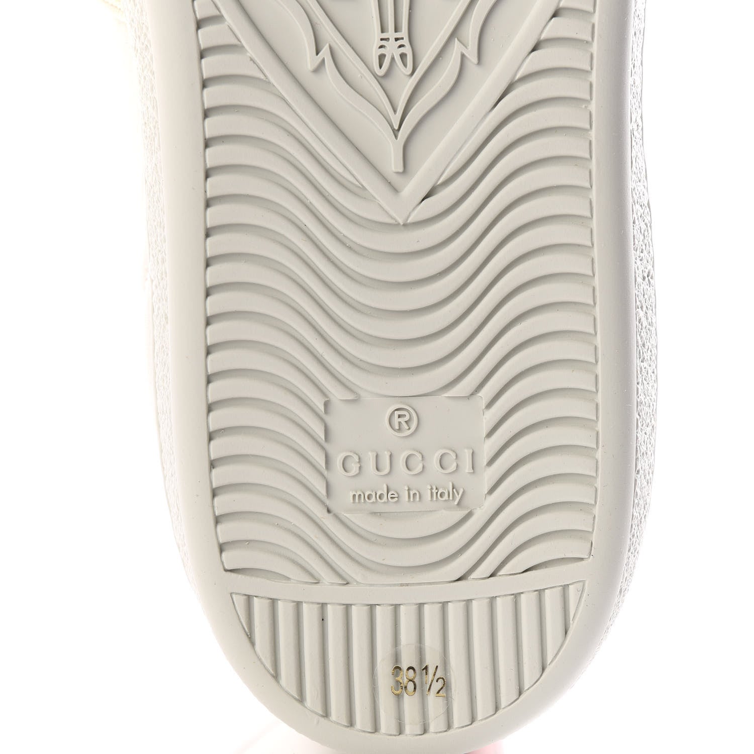 Gucci Calfskin Stripe Womens New Ace Sneakers 38.5 New Mystic White Ecru Red Flame 6 of 9