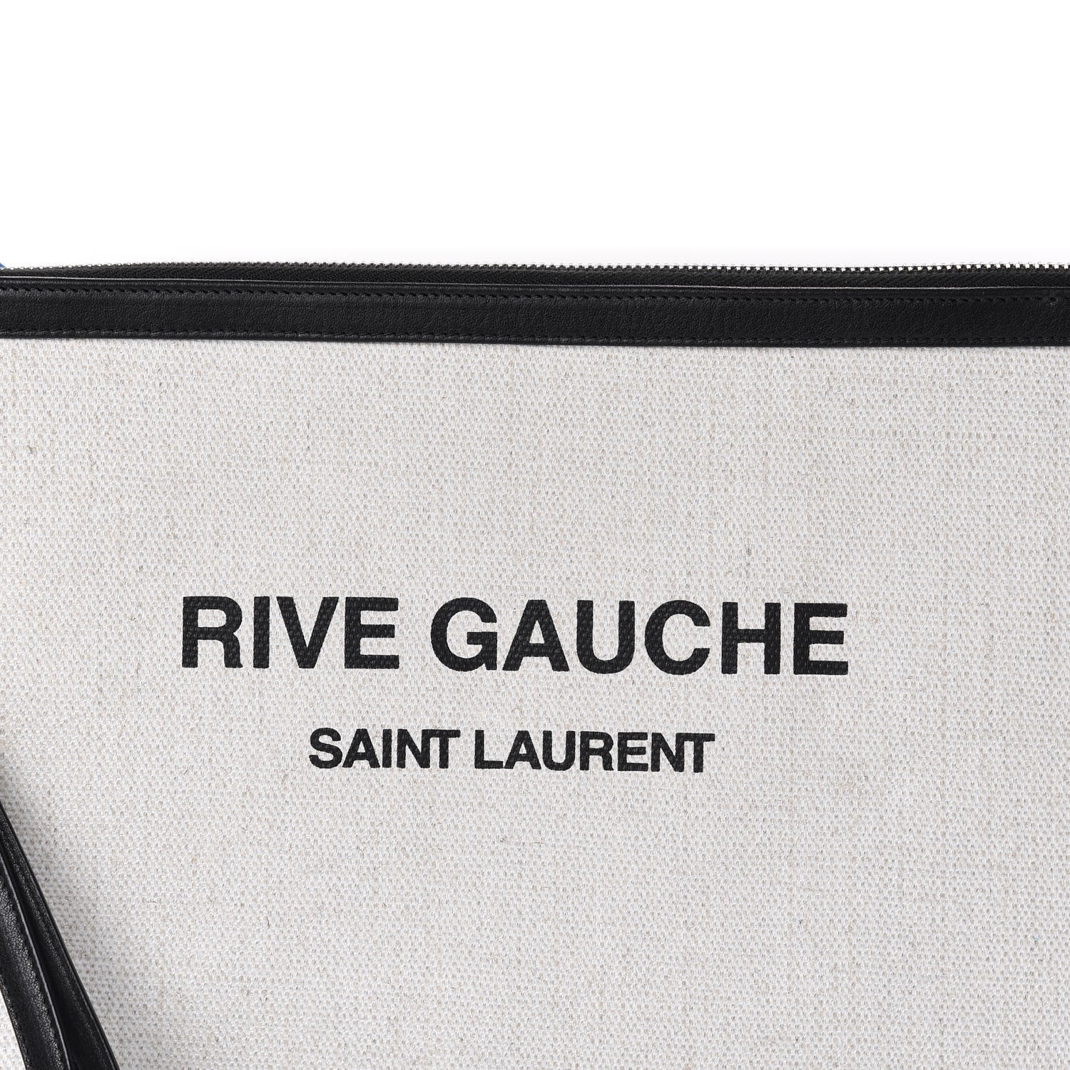 Saint Laurent Linen Canvas Rive Gauche Zipped Pouch Optic White 10 of 11