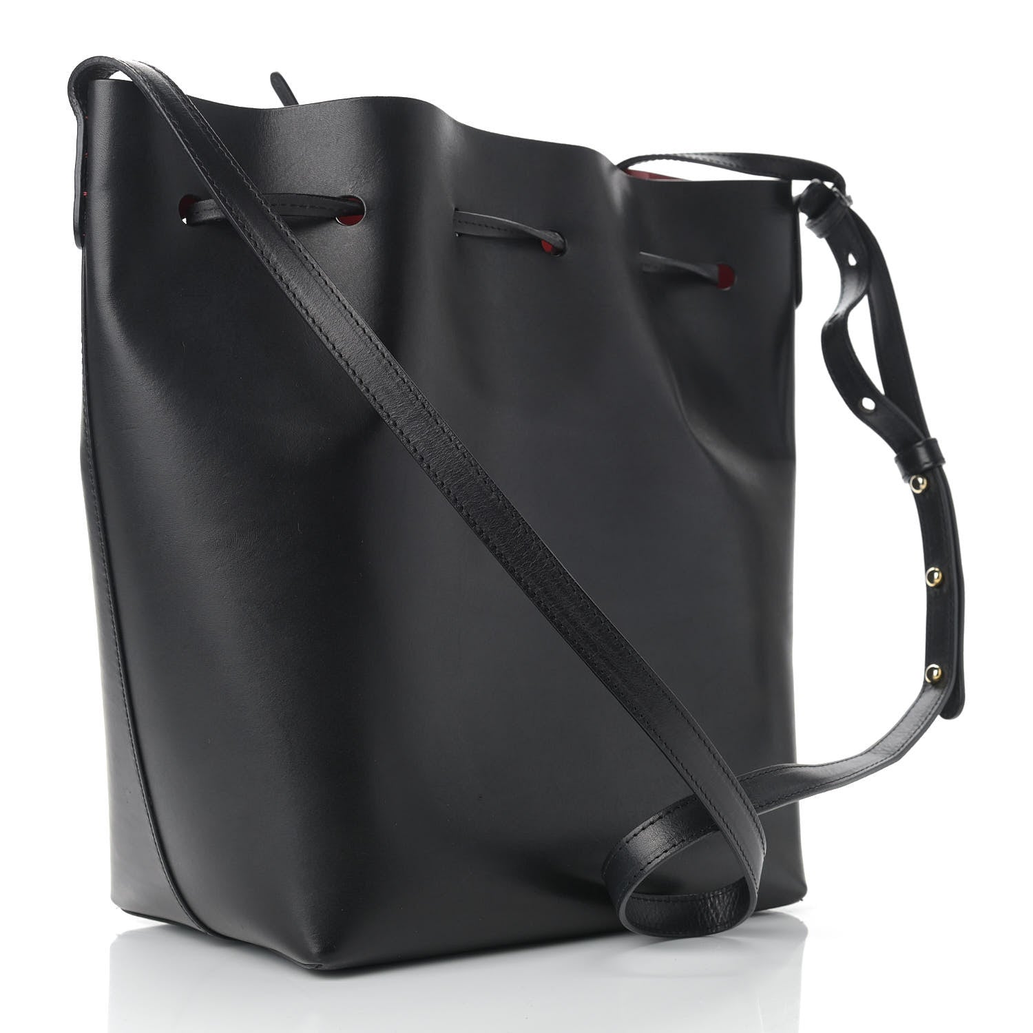 Mansur Gavriel Vegetable Tanned Calfskin Bucket Bag Black Flamma 4 of 15