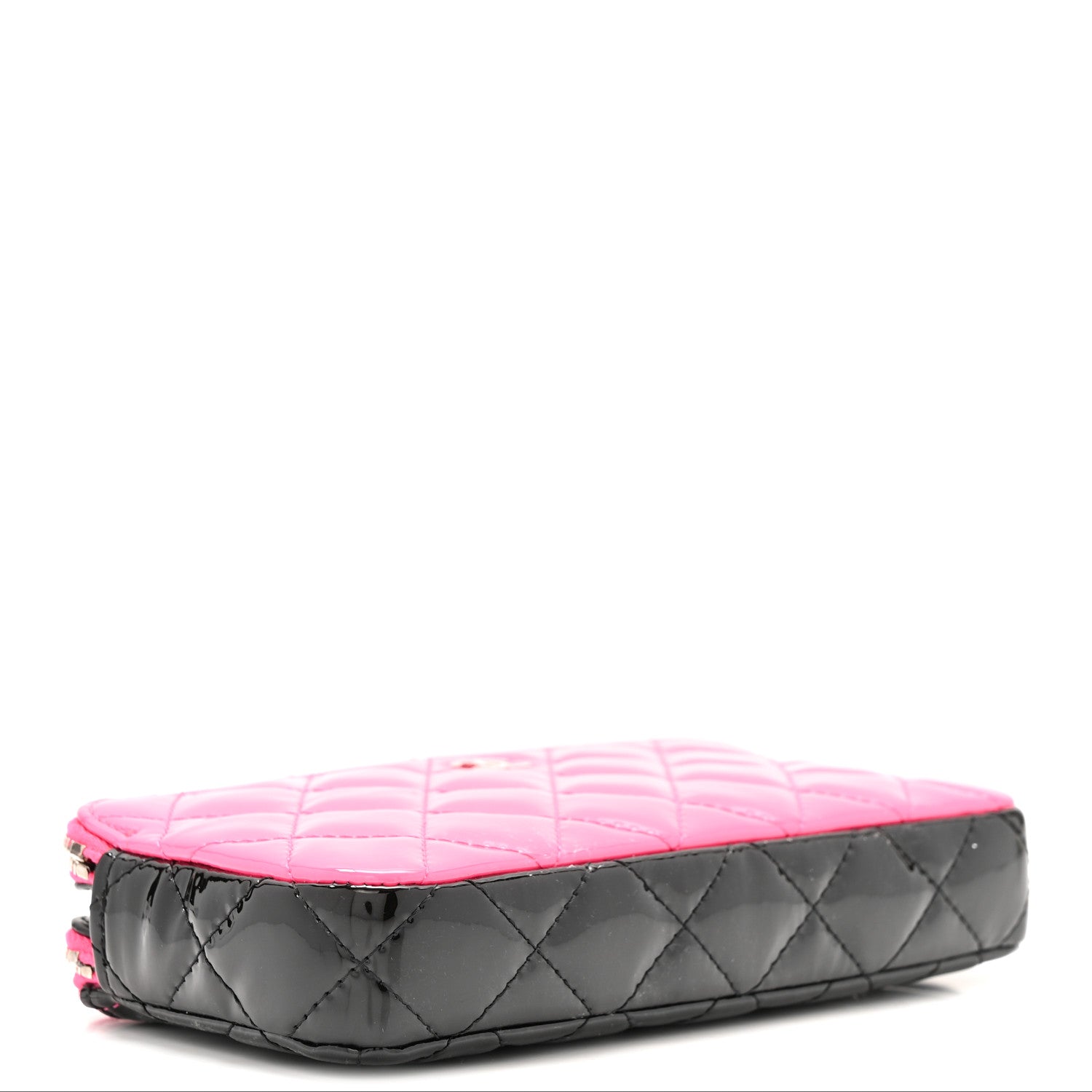 Chanel Patent Quilted Small Clutch With Chain Pink Black 4 of 14