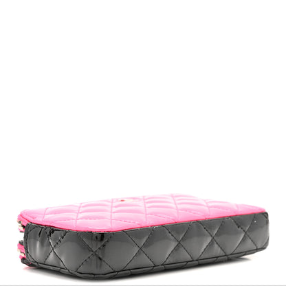 Chanel Patent Quilted Small Clutch With Chain Pink Black 4 of 14