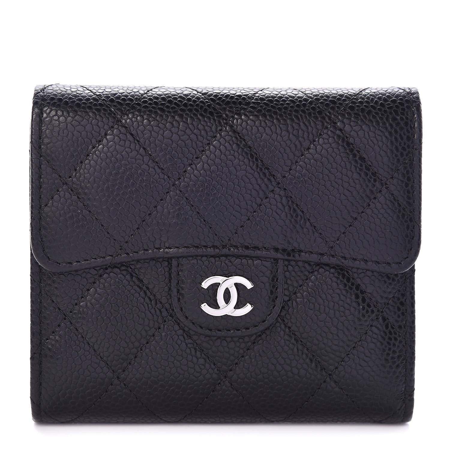 Chanel Caviar Quilted Compact Flap Wallet Black 1 of 9